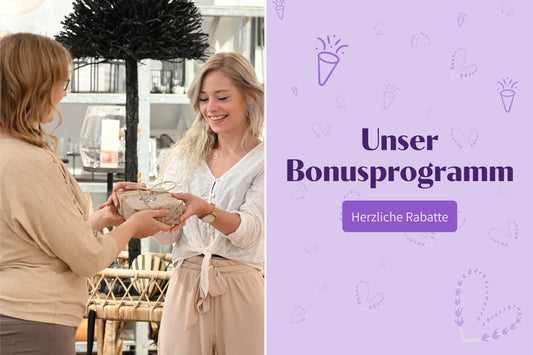 Werbebanner von unserem Bonusprogramm Lavendelherzen für unsere Stammkunden | Flinterhoff - Für dich und mich