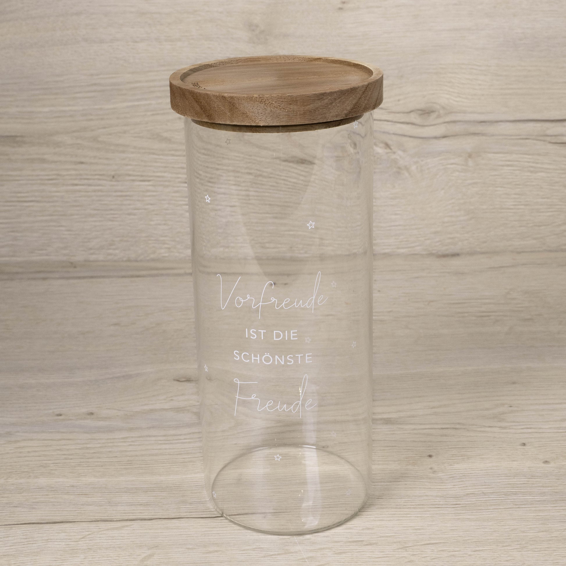 Vorratsglas 25 cm - Vorfreude - Transparent - Weihnachtliche Dose - Eulenschnitt