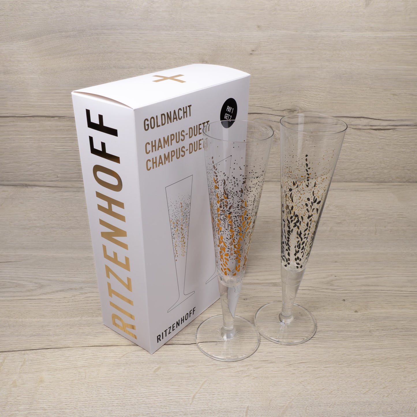 Champusglas 2er Set - Goldnacht