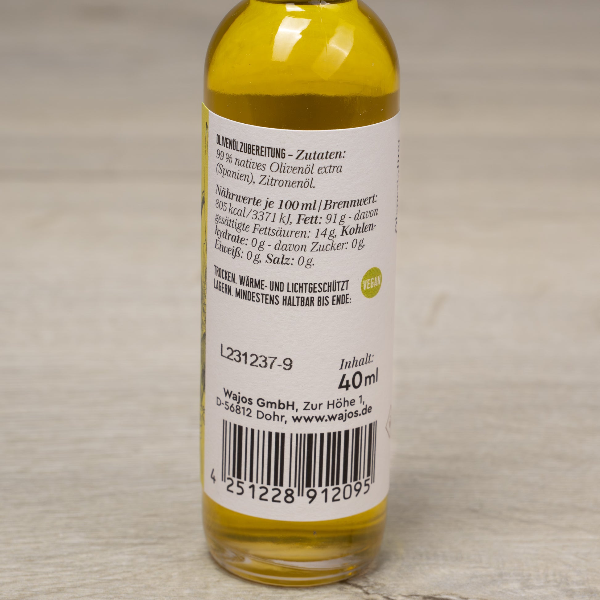Öl 40 ml - Zitrone auf Olivenöl - Essig und Öl - WAJOS