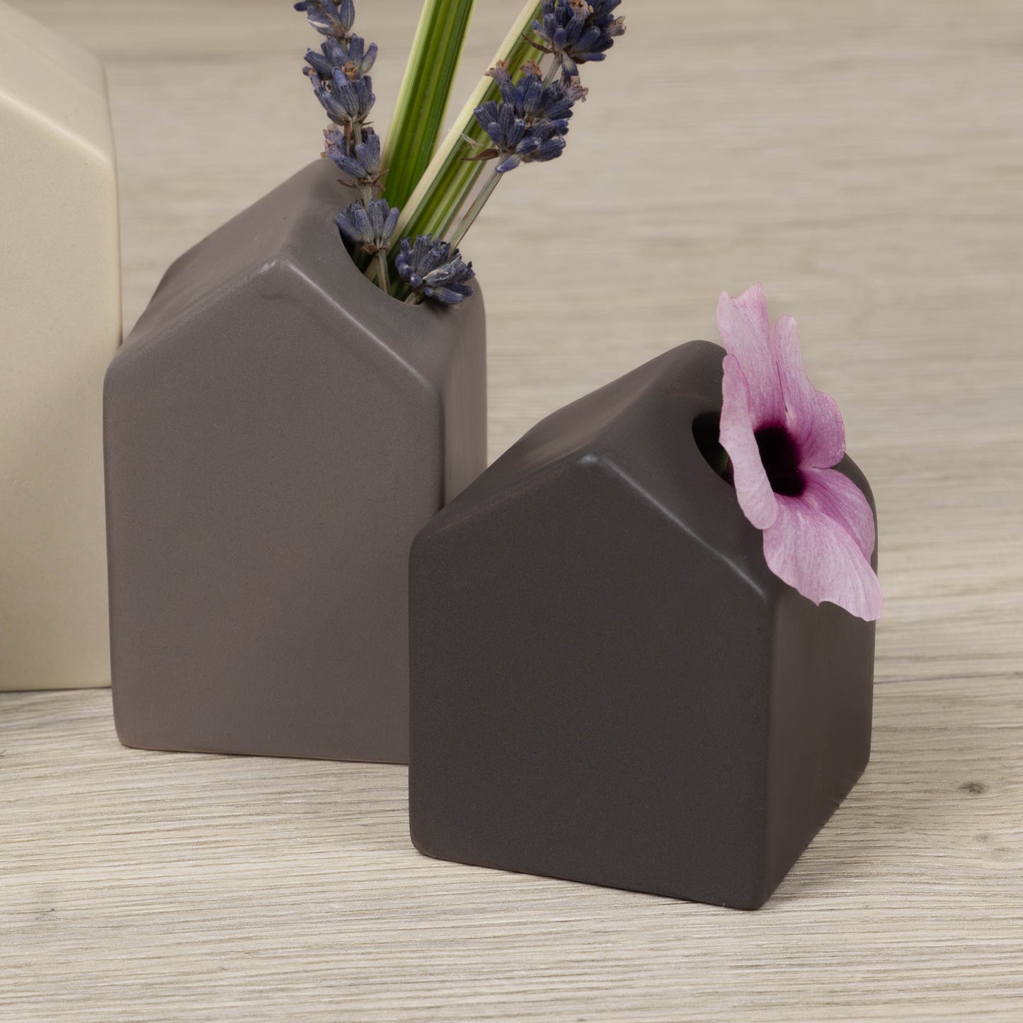 Mini Vasen - Gartenhäuschen 4er Set - Vase - Räder