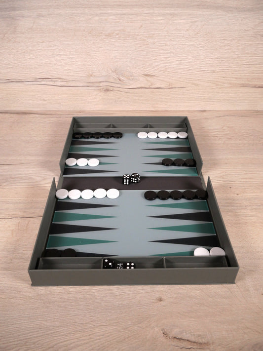 Classic - Backgammon - Grau - Brettspiel - Printworks